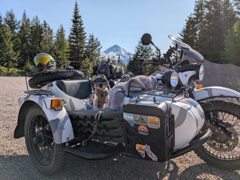 Copilot on station, Mt. Hood on the horizon.